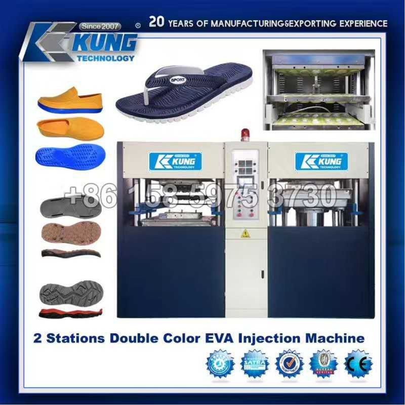 Double Color Foaming EVA Shoes Injection Machine Hydraulic 2.3x1.3x2.2M