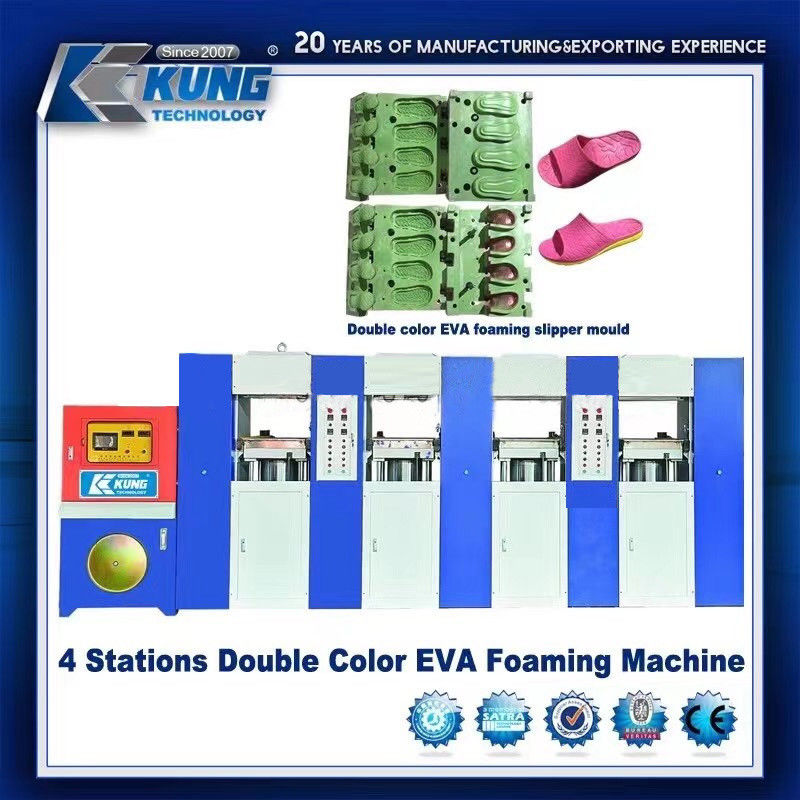 Automatic EVA Shoes Injection Machine 3 Stations Double Color