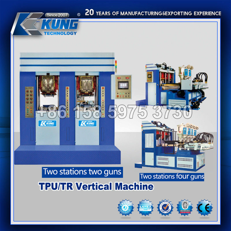 TPU TR Vertical Plastic Sole Injection Molding Machine Four Stations Two Guns